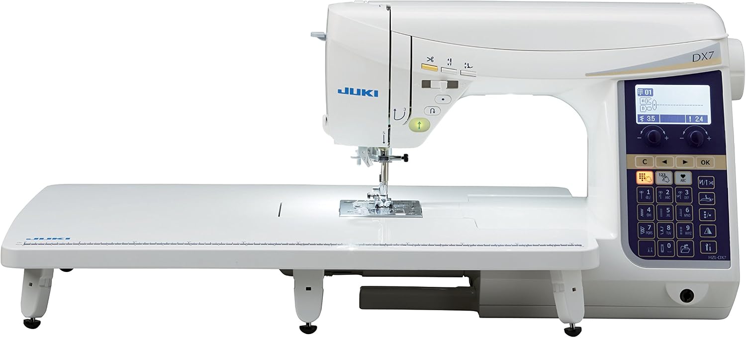 Juki HZL-DX7 Machine à Coudre Electronique avec Coupe-Fil Automatique Commandé à Pédale, Métal, Blanc, 51 x 25,7 x 30,5 cm