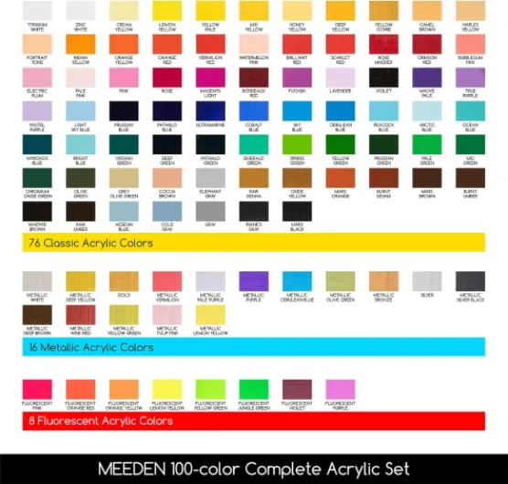 Peinture Acrylique épaisse - 100 Couleurs, Non Toxique 0.41 fl Oz /12ml pour Adultes, Débutants