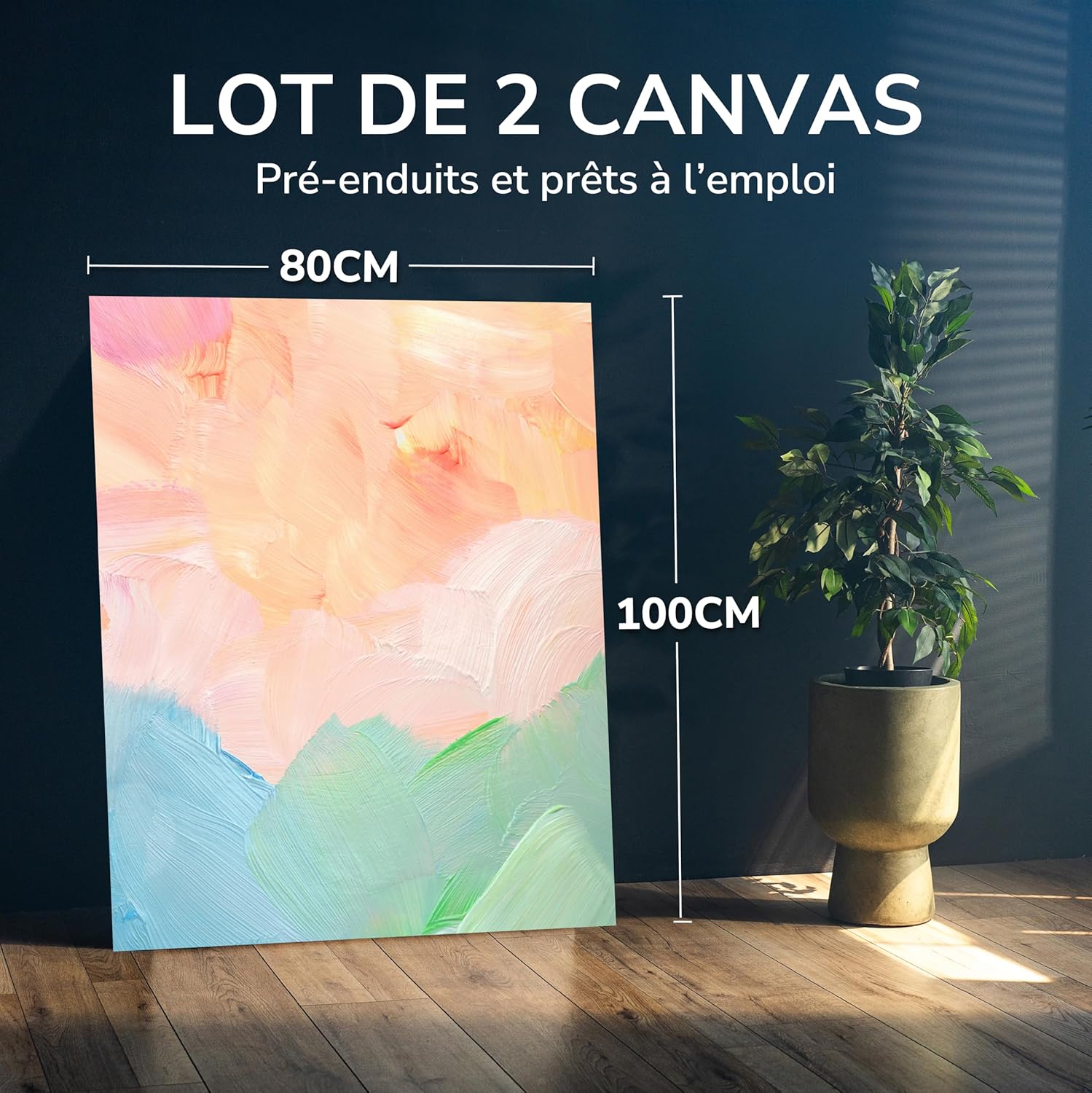 Toile Peinture 100x80 - Set de 2 Canvas Toile a Peindre sans Acide - Tout Type de Peinture sur Toiles Lot de 2 - 80 x 100 cm