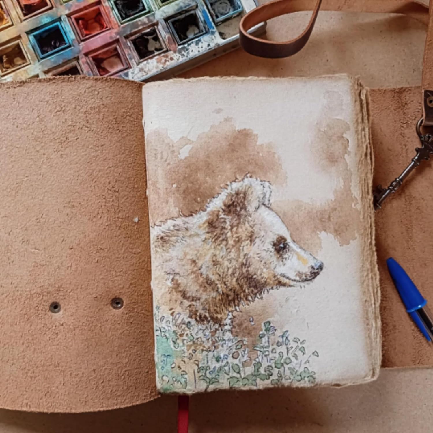 Carnet en Cuir Journal Vintage Avec de Vieilles Pages Vierges épaisses Non Lignées - Pour écrire, Dessiner, Faire Des Croquis Pour Homme et Femme, 18 x 13 cm 13x18 cms Deckle Edge Papier 18 cm