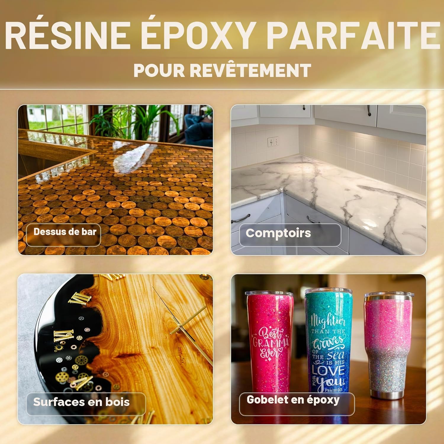 Résine Époxy pour Plateaux de Table 8L (1:1) – Cristalline, Haut Brillant, Anti-UV, auto-Nivelante – Resine Epoxy Transparente pour Plans de Travail & Comptoirs