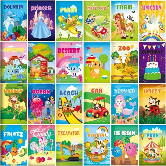 24 Pièces Livre Coloriage Enfant 2 3 4 5 Ans, Mini Lot Livre Coloriage Enfants Cadeau Anniversaire ,Pochette Surprise Lot Kermesse Mermaid,Dinosaur