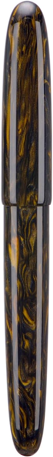 Asvine C80 Stylo-plume #8 Pointe Stub 1,1 mm Grand stylo artisanal de calligraphie et dessin artistique avec convertisseur étui de stylo ensemble de collection (Marron doré) Brown Gold Stub