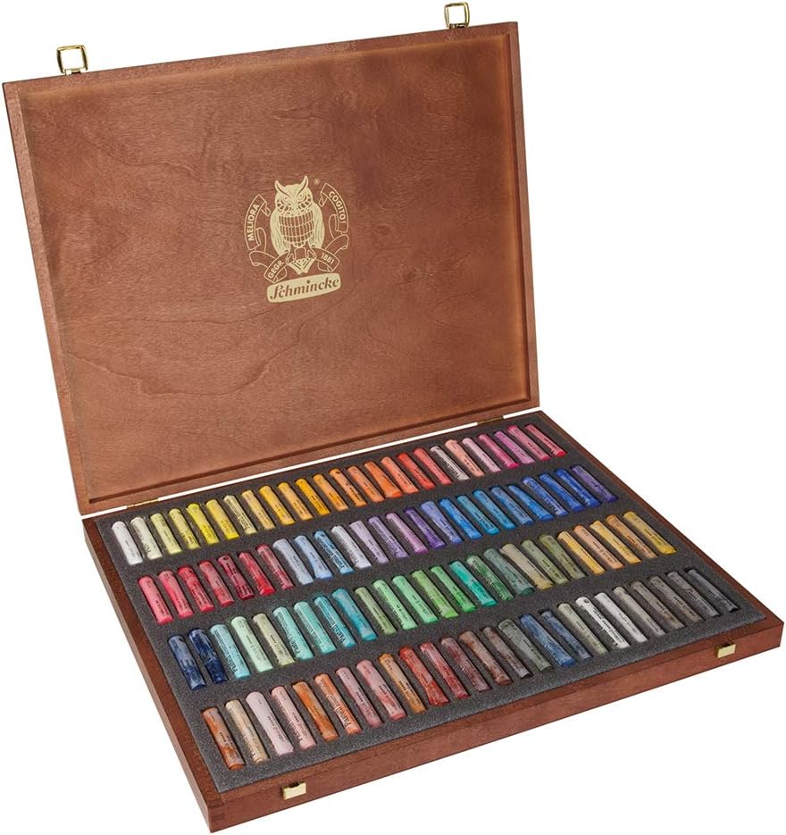 Pastel, Set de 100 couleurs, 77 100 097, Coffret en bois avec 100 pastels, faits à la main, brillants, veloutés et très résistants à la lumière - Coffret en bois, 100 pastels