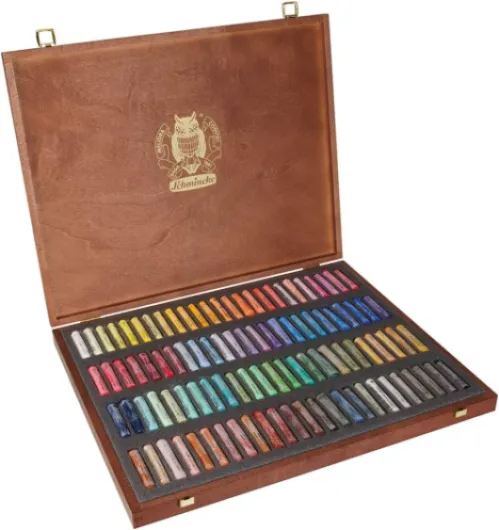 Pastel, Set de 100 couleurs, 77 100 097, Coffret en bois avec 100 pastels, faits à la main, brillants, veloutés et très résistants à la lumière - Coffret en bois, 100 pastels