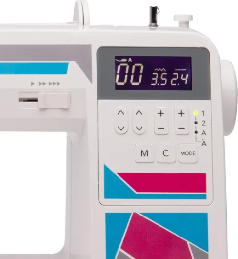Janome 00181200DC MOD-200 Machine à coudre informatisée complète avec 200, 12 boutonnières, alphabet, mémoire de points, alimentation de chute, couverture rigide et pieds presseurs bonus, métal