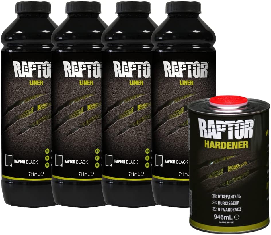 Raptor kit de revêtement de Protection, 4 Bouteilles de 3,79 litres (incluant Le durcisseur), teintable, avec Un Pistolet Raptor Standard UBS