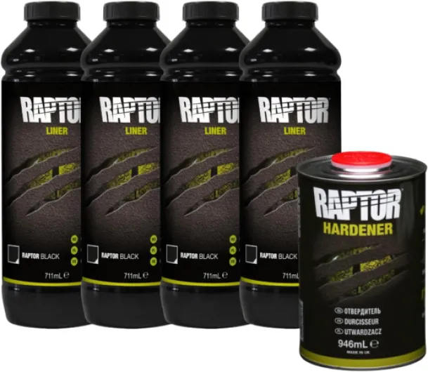 Raptor revêtement kits 4 Bouteilles (Noir, Kits 4 Bouteilles) 3,79 l