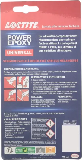 Colle Power Epoxy Rapide 5 Minutes 25 ml, Colle epoxy réajustable, forte résistante avec seringue auto-mélangeuse, colle résine epoxy transparente Transparent Lot de 3 (25 ml)