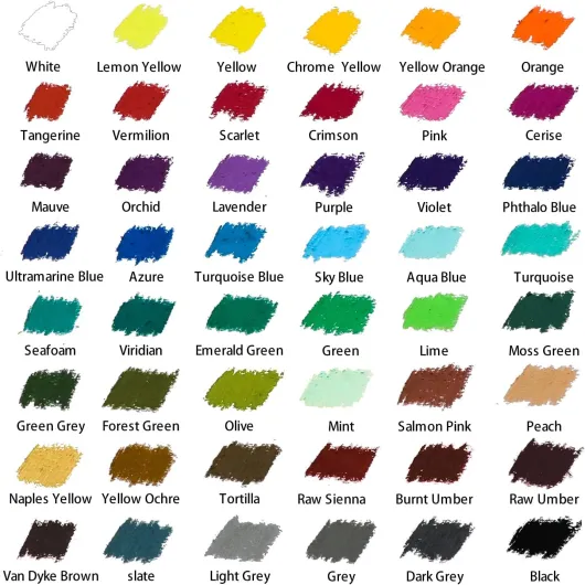 MONT MARTE Pastels à l'huile – 48 Pièces – Pastel Sec Doux pour l'Art – Couleurs intenses, haute Pigmentation – Idéal pour la Peinture et le Dessin