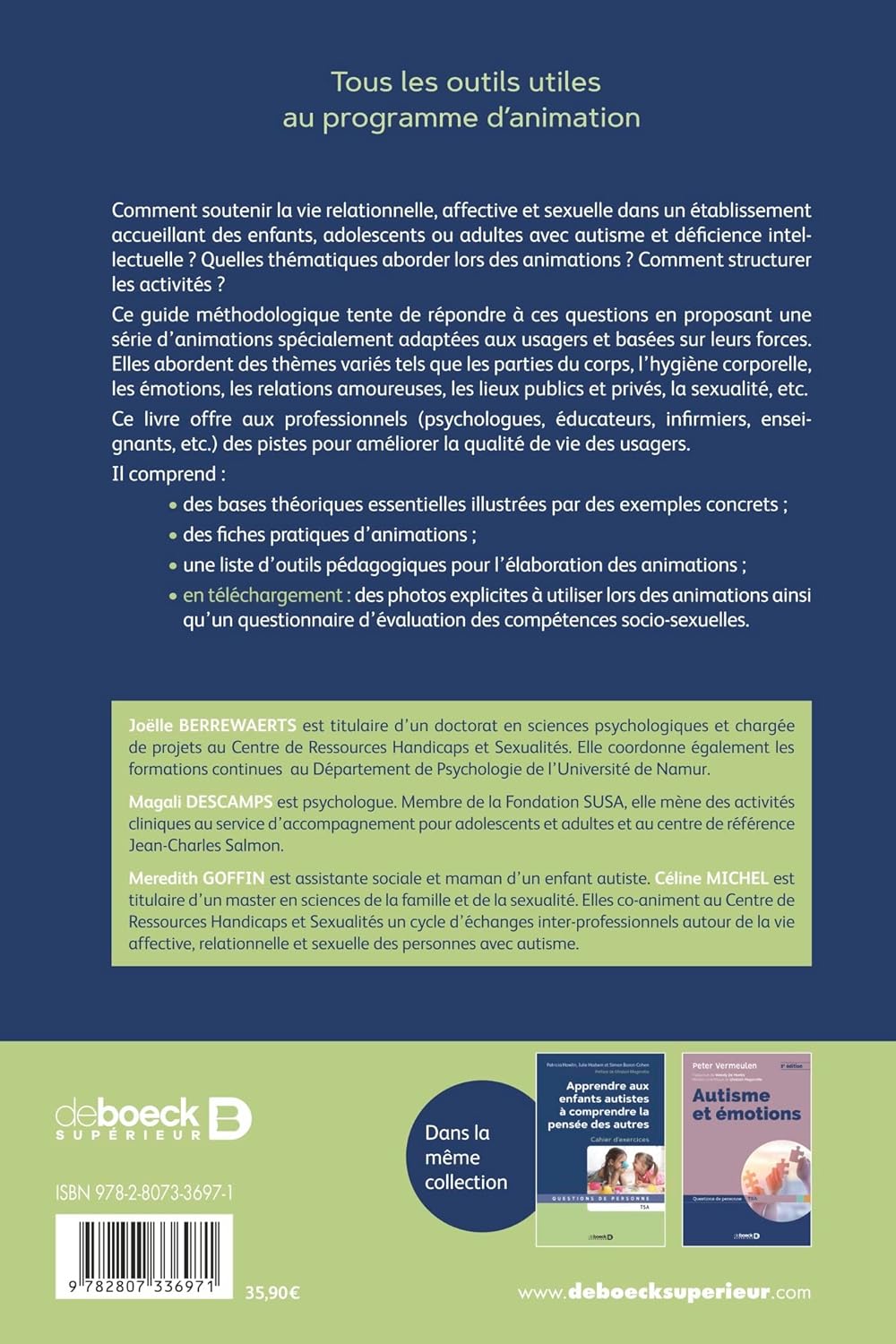 Education à la vie relationnelle, affective et sexuelle pour les personnes avec autisme et déficience intellectuelle: Méthodologie et programme d'animation
