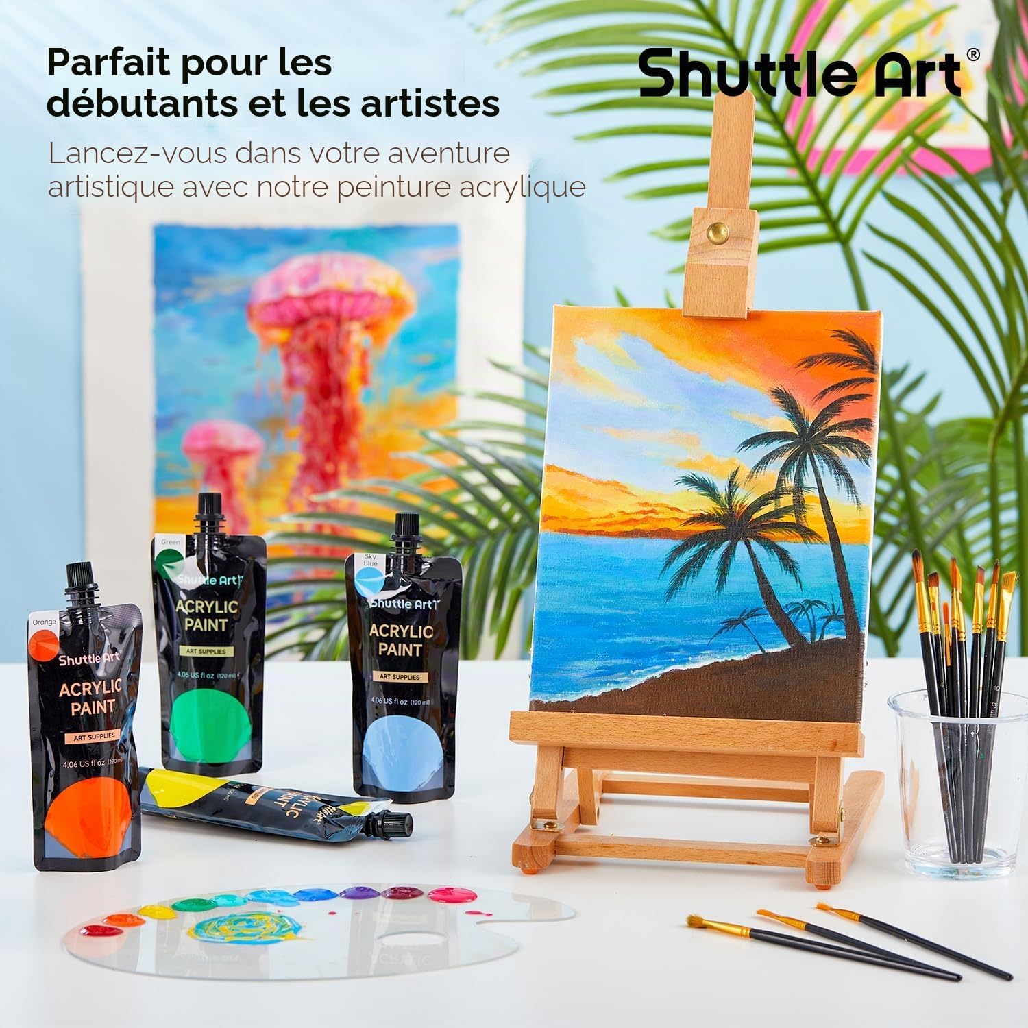 Lot Peinture Acrylique 18 Couleurs (120ml), Peinture Acrylique de Qualité Artistique, Non Toxique, Acrylique Peinture pour Artistes, Débutants, Enfants sur Toile, Céramique 120 ml (Lot de 18)