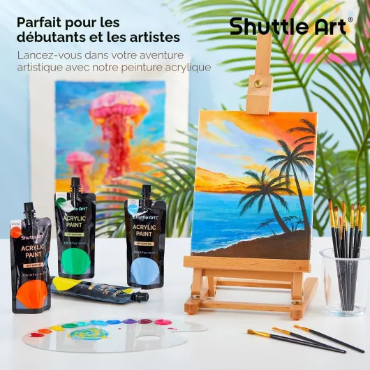Lot Peinture Acrylique 18 Couleurs (120ml), Peinture Acrylique de Qualité Artistique, Non Toxique, Acrylique Peinture pour Artistes, Débutants, Enfants sur Toile, Céramique 120 ml (Lot de 18)